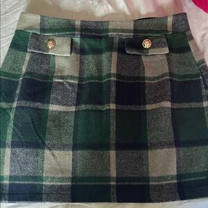 Plaid Green and Gray Women's Skirt